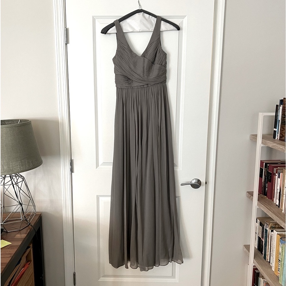 J.Crew Silk Chiffon maxi-length dress in gray / J.Crew (size: 0)
